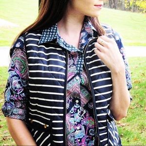 Blue and white striped vest